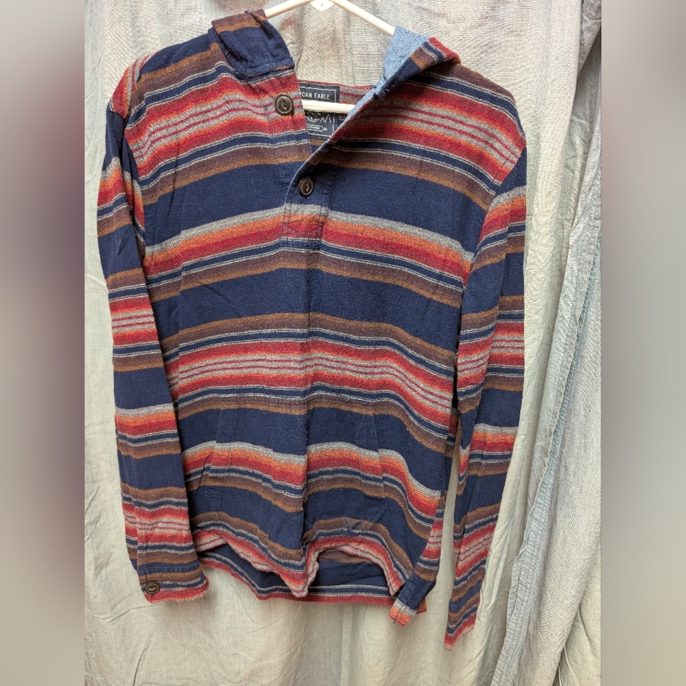 American Eagle Outfitters Multicolor Hooded Sweater